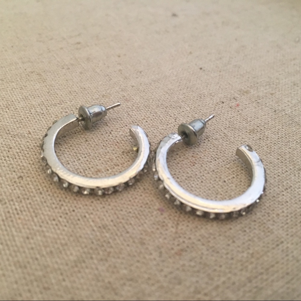 Silver hoops with crystals